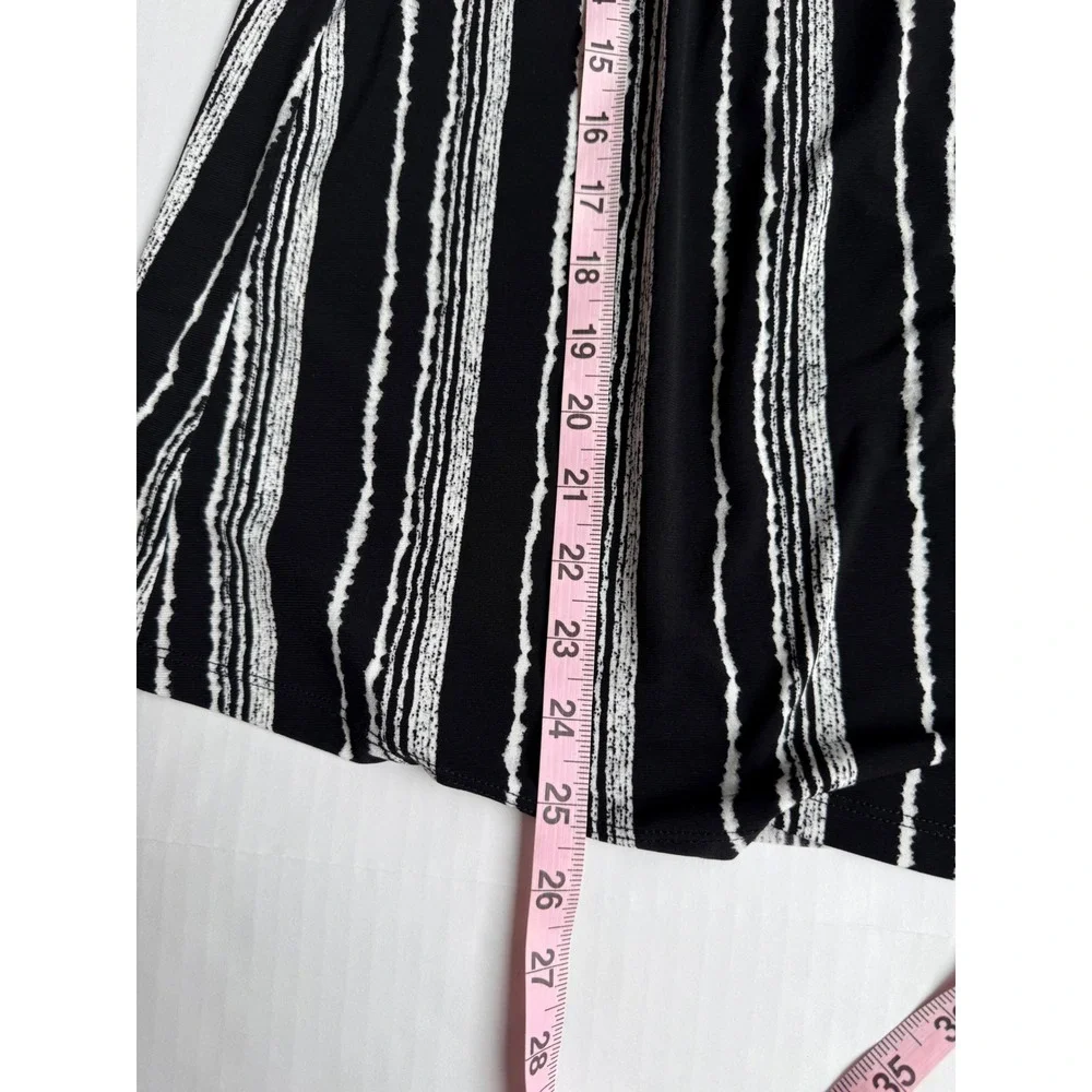 Rafaella Black‎ White Stripe Floral Mixed Media Halter Blouse Tank Top L